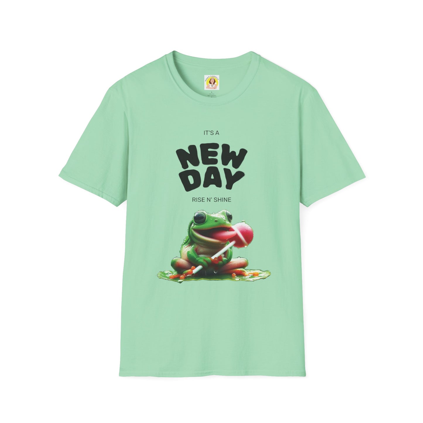 Unisex Frog Graphic T-Shirt - 'It's a New Day, Rise N' Shine'