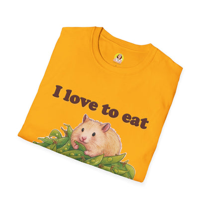 Cute Animal Lover T-Shirt, I Love to Eat Design, Nature Tee, Gifts for Animal Lovers, Casual Wear, Fun Gift, Eco-Friendly Fashion, Hebrew T-Shirt