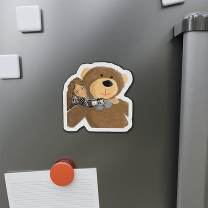 Cute Bear and Girl Die-Cut Magnet | Perfect Gift for Kids, Home Decor, Fridge Magnet, Nursery Decoration, Kids' Room