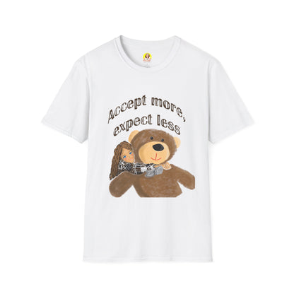 Cute Bear Graphic T-Shirt - Accept More, Expect Less - Funny Animal Tee, Gift for Friends, Cozy Casual Shirt, Birthday Gift, [...]
