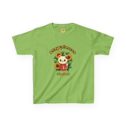 Adorable Cat & Sunflower Kids Tee - Cute Gift, Summer Style, Fun Playwear, Birthday Present, Animal Lover Apparel
