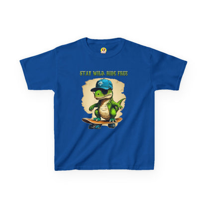 Kids Graphic Tee with Dinosaur Design, Stay Wild, Fun T-Shirt for Boys, Youth Apparel, Gift for Birthdays, Playdate Wear, Casual Style