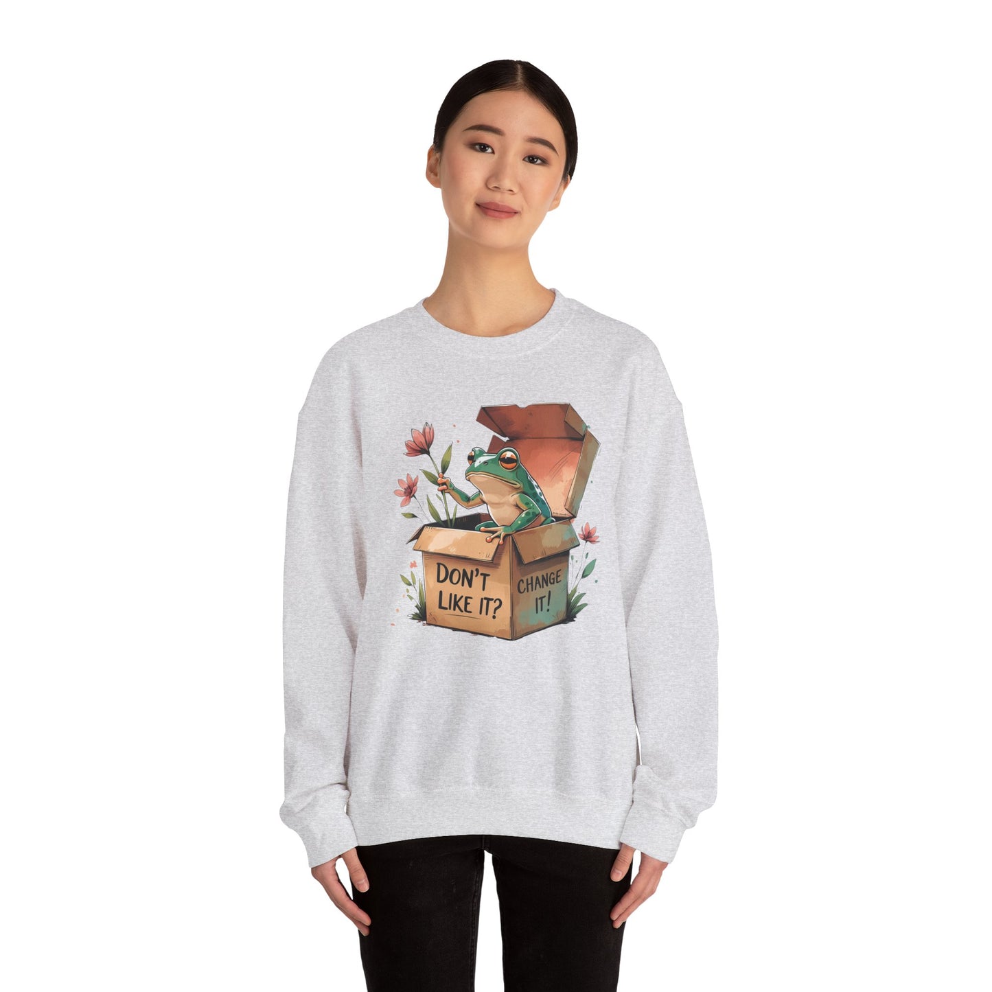 Playful Frog Graphic Sweatshirt, Unisex Crewneck, Fun Gift, Nature Lover Apparel, Inspirational Fashion, Seasonal Wardrobe