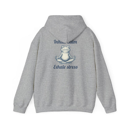 Zen Frog Hoodie - Relax and Unwind, Meditation Sweatshirt, Gift for Yoga Lovers, Stress Relief Apparel
