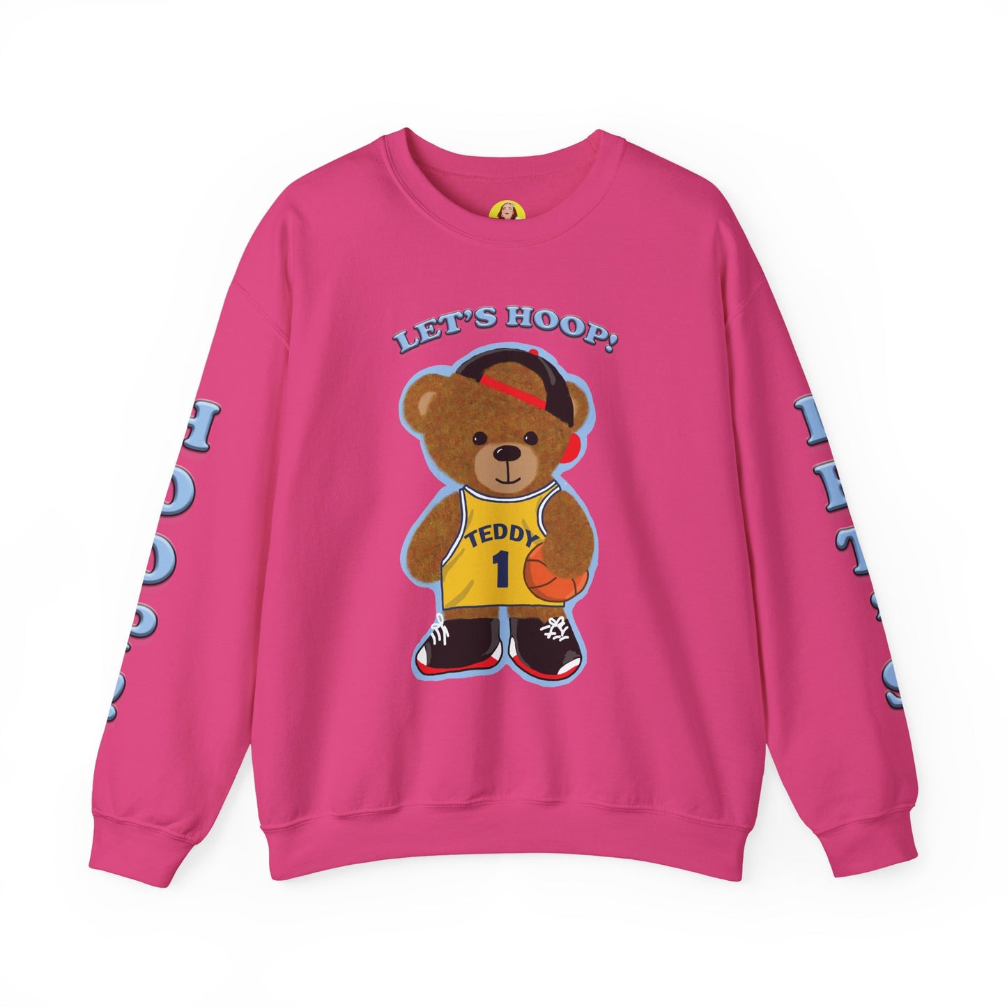 Basketball Teddy Bear Sweatshirt, Cute Athleisure, Kid's Fashion, Sports Gift, Cozy Unisex Crewneck