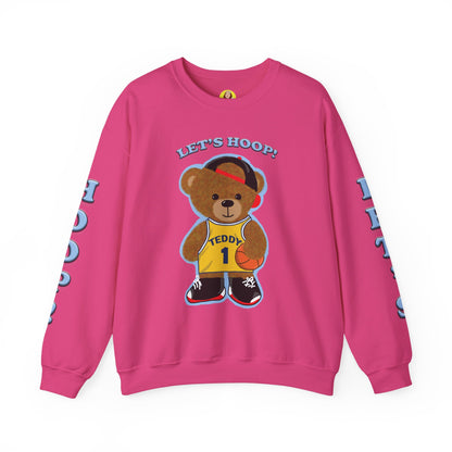 Basketball Teddy Bear Sweatshirt, Cute Athleisure, Kid's Fashion, Sports Gift, Cozy Unisex Crewneck