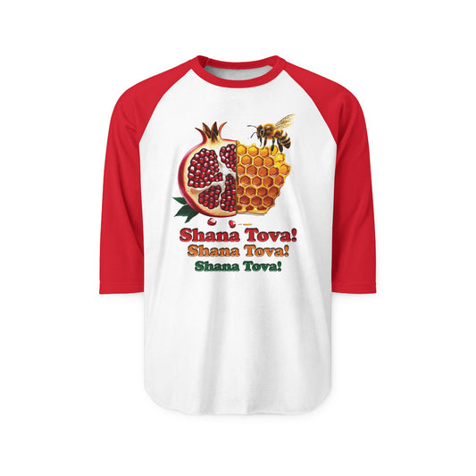 Raglan Shirt with Shana Tova Design, Unisex Holiday Tee, Rosh Hashanah Shirt, Casual Fall Fashion, Sweet New Year Gift