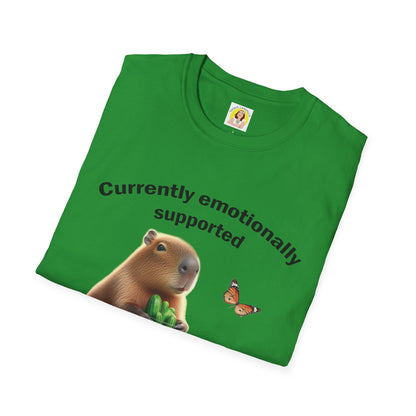 Cute Capybara with cucumber jar and Butterfly Unisex Softstyle T-Shirt