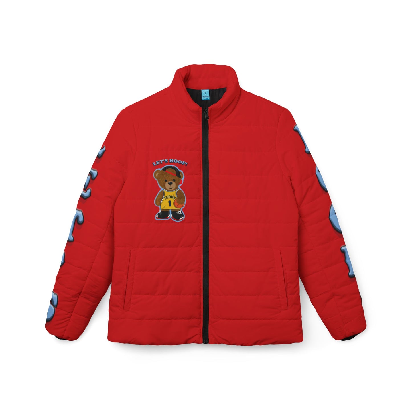 Cozy Bear Theme Women’s Puffer Jacket, Cute Winter Jacket, Fashion Outerwear, Sports Jacket, Gift for Her