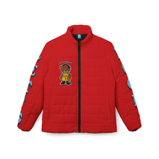 Cozy Bear Theme Women’s Puffer Jacket, Cute Winter Jacket, Fashion Outerwear, Sports Jacket, Gift for Her