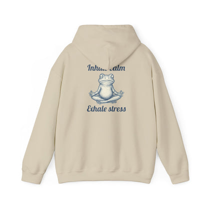 Zen Frog Hoodie - Relax and Unwind, Meditation Sweatshirt, Gift for Yoga Lovers, Stress Relief Apparel