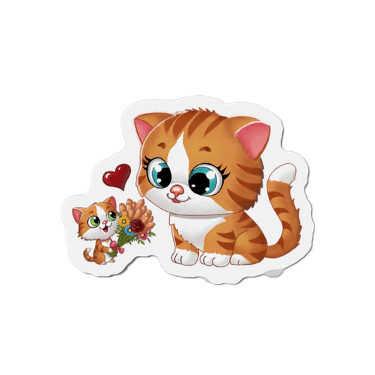 Cute Cat Die-Cut Magnets, Kawaii Cat Decor, Pet Lover Gifts, Fridge Magnets, Cat Mom Gifts, Animal Decor