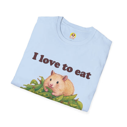 Cute Animal Lover T-Shirt, I Love to Eat Design, Nature Tee, Gifts for Animal Lovers, Casual Wear, Fun Gift, Eco-Friendly Fashion, Hebrew T-Shirt