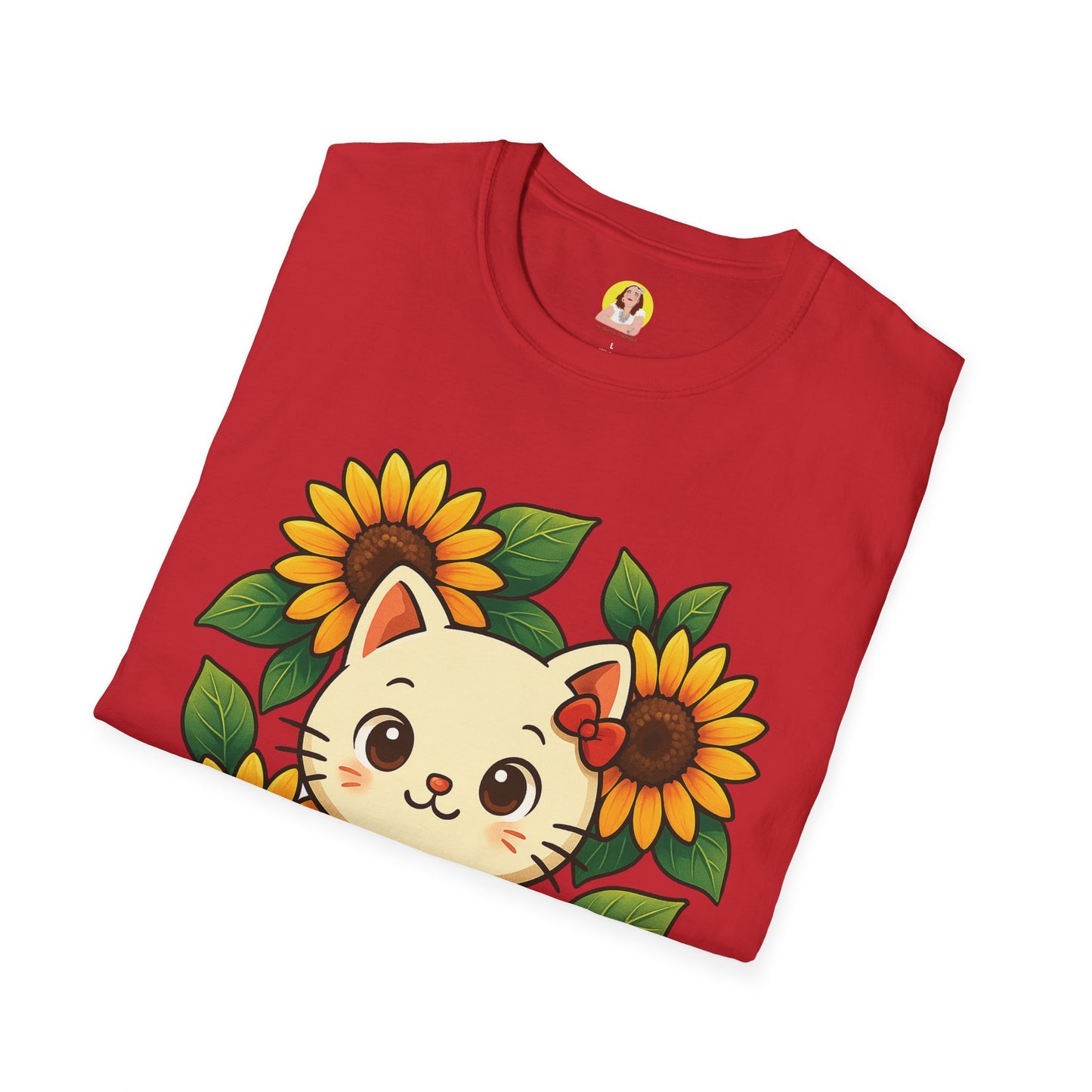 Cute Cat Floral T-Shirt | Softstyle Tee for Cat Lovers, Gifts for Her, Casual Wear, Birthday Present, Spring Fashion