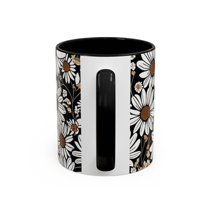 Floral Accent Coffee Mug, Daisy Design Mug for Home, Gift for Plant Lovers, Cute Coffee Cup, Spring Inspired Kitchenware