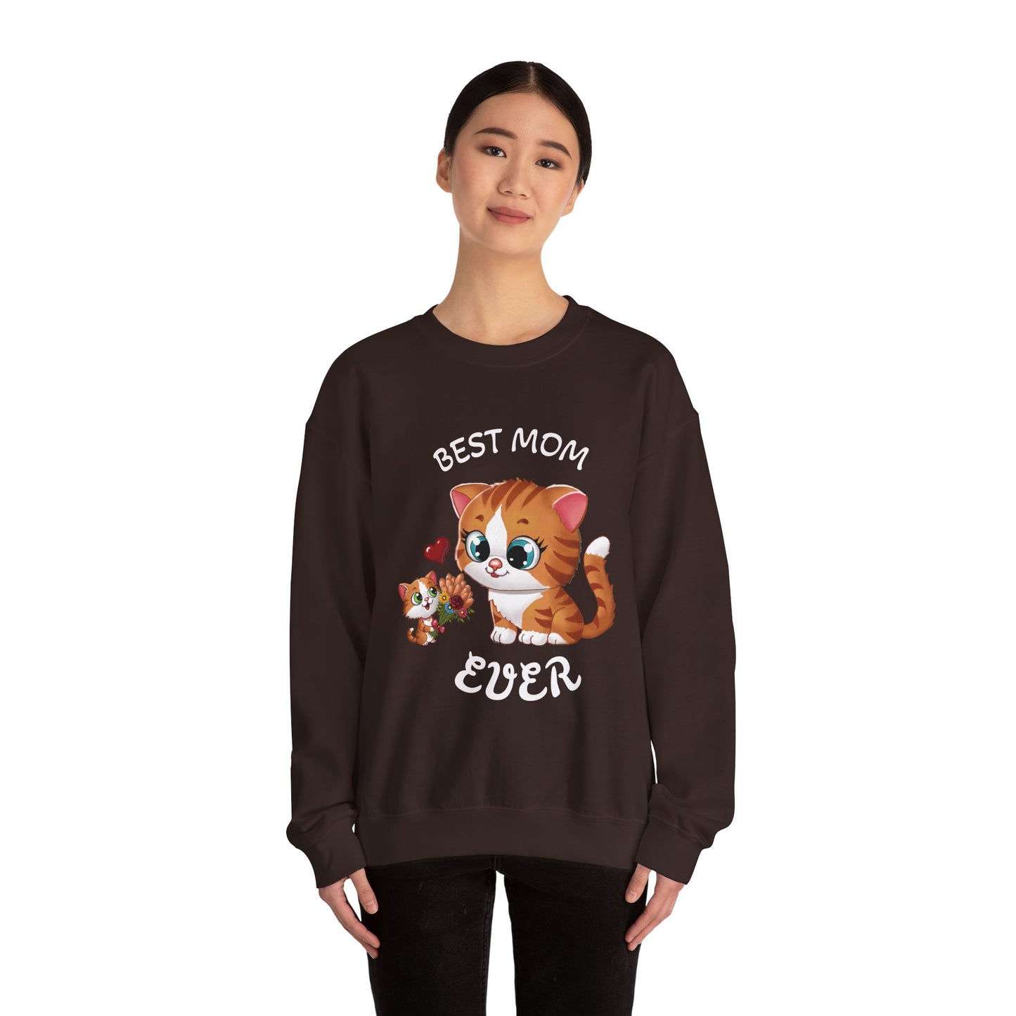 Best Mom Ever Cat Sweatshirt | Cozy Unisex Heavy Blend™ Crewneck