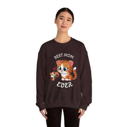 Best Mom Ever Cat Sweatshirt | Cozy Unisex Heavy Blend™ Crewneck