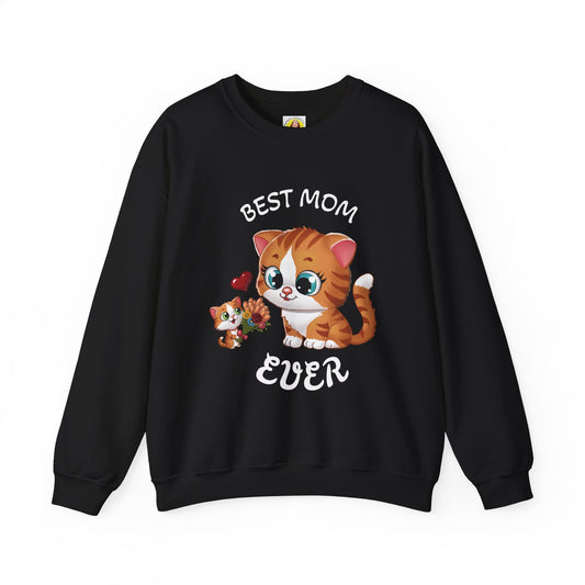 Best Mom Ever Cat Sweatshirt | Cozy Unisex Heavy Blend™ Crewneck