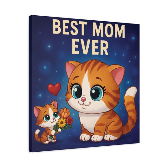 Canvas Print - Cute Cat Retro Design, Perfect Gift for Mom