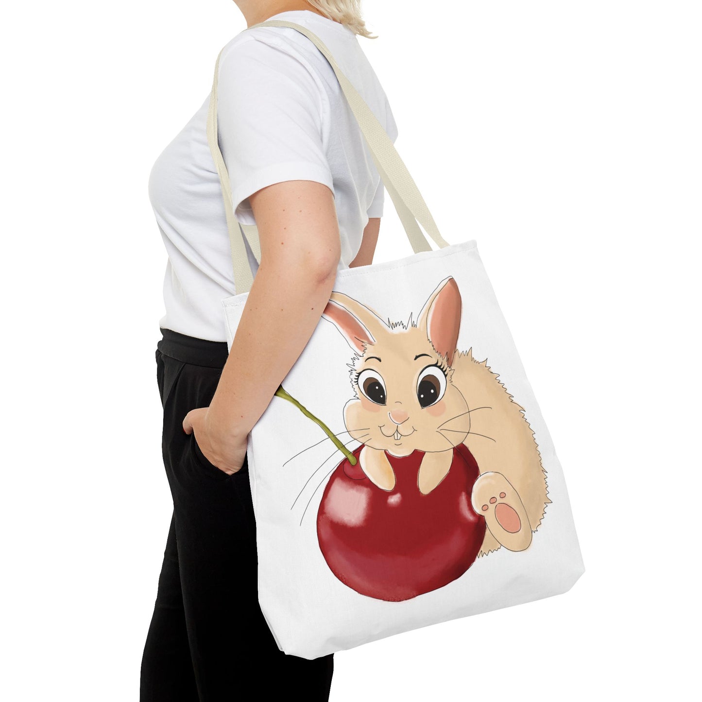 Cute Bunny Cherry Tote Bag - Adorable Animal Design for Animal Lovers