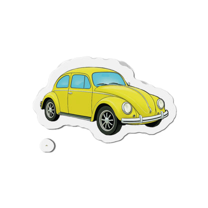 Yellow Beetle Car Die-Cut Magnet - Fun Auto Décor, Car Lover Gift, Fridge Magnet, Cute Home Accessories, Retro Style Décor