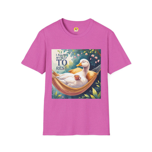 Relaxing Duck Unisex T-Shirt, Nature Lover Tee, Cozy Gift for Friends, Mother's Day Present, Unique Rest Quote Tee, Fall Apparel