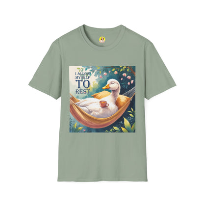 Relaxing Duck Unisex T-Shirt, Nature Lover Tee, Cozy Gift for Friends, Mother's Day Present, Unique Rest Quote Tee, Fall Apparel