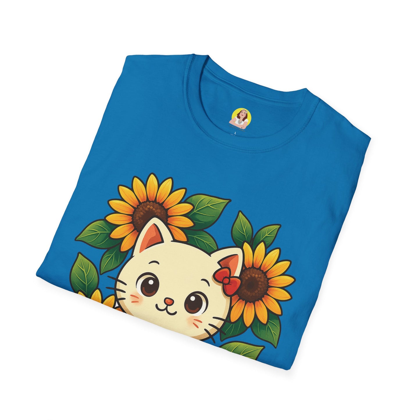 Cute Cat Floral T-Shirt | Softstyle Tee for Cat Lovers, Gifts for Her, Casual Wear, Birthday Present, Spring Fashion