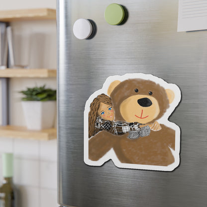 Cute Bear and Girl Die-Cut Magnet | Perfect Gift for Kids, Home Decor, Fridge Magnet, Nursery Decoration, Kids' Room