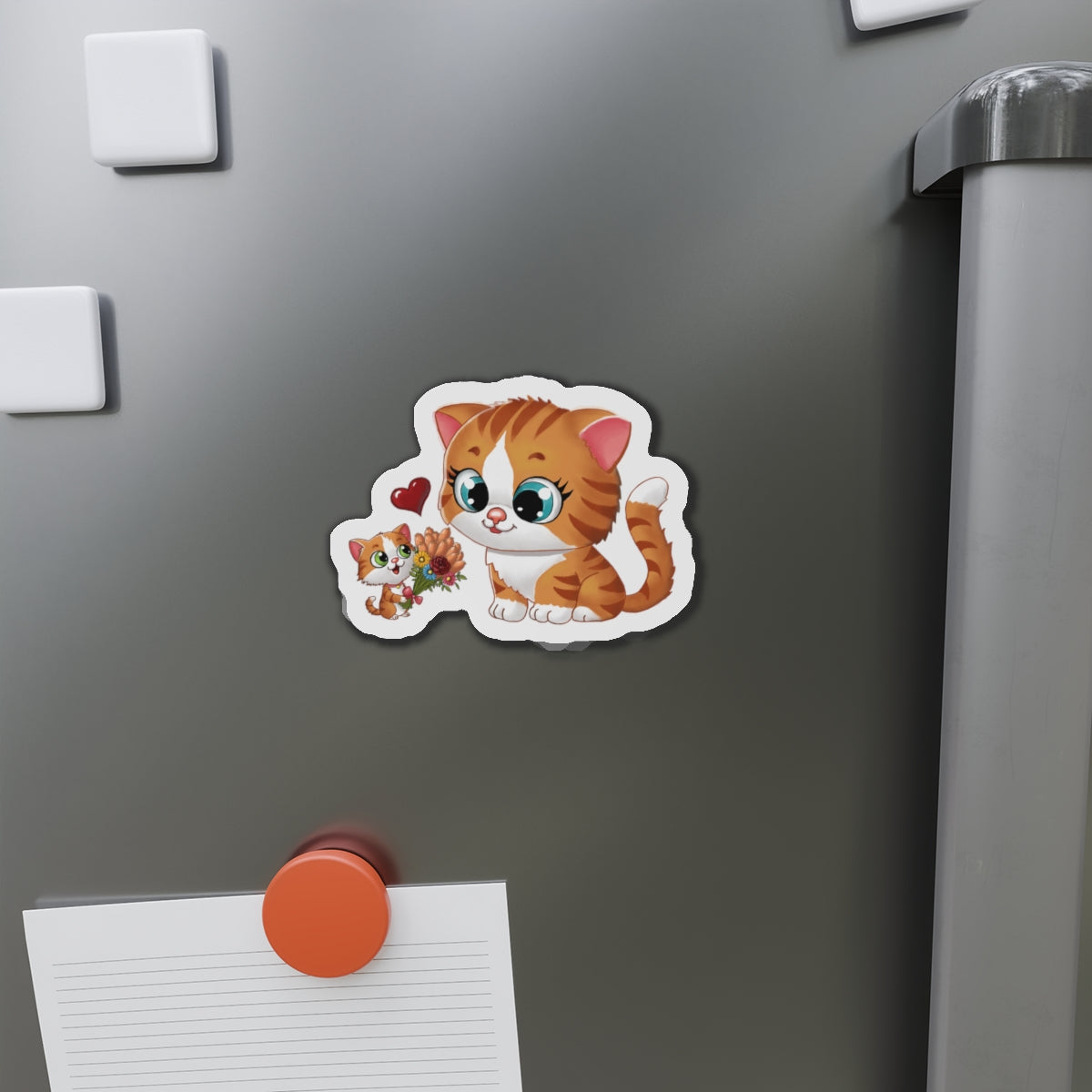 Cute Cat Die-Cut Magnets, Kawaii Cat Decor, Pet Lover Gifts, Fridge Magnets, Cat Mom Gifts, Animal Decor