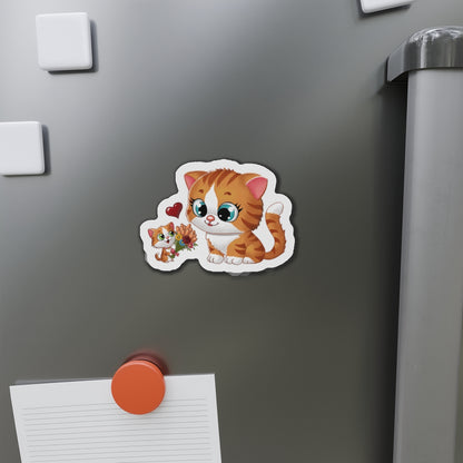 Cute Cat Die-Cut Magnets, Kawaii Cat Decor, Pet Lover Gifts, Fridge Magnets, Cat Mom Gifts, Animal Decor