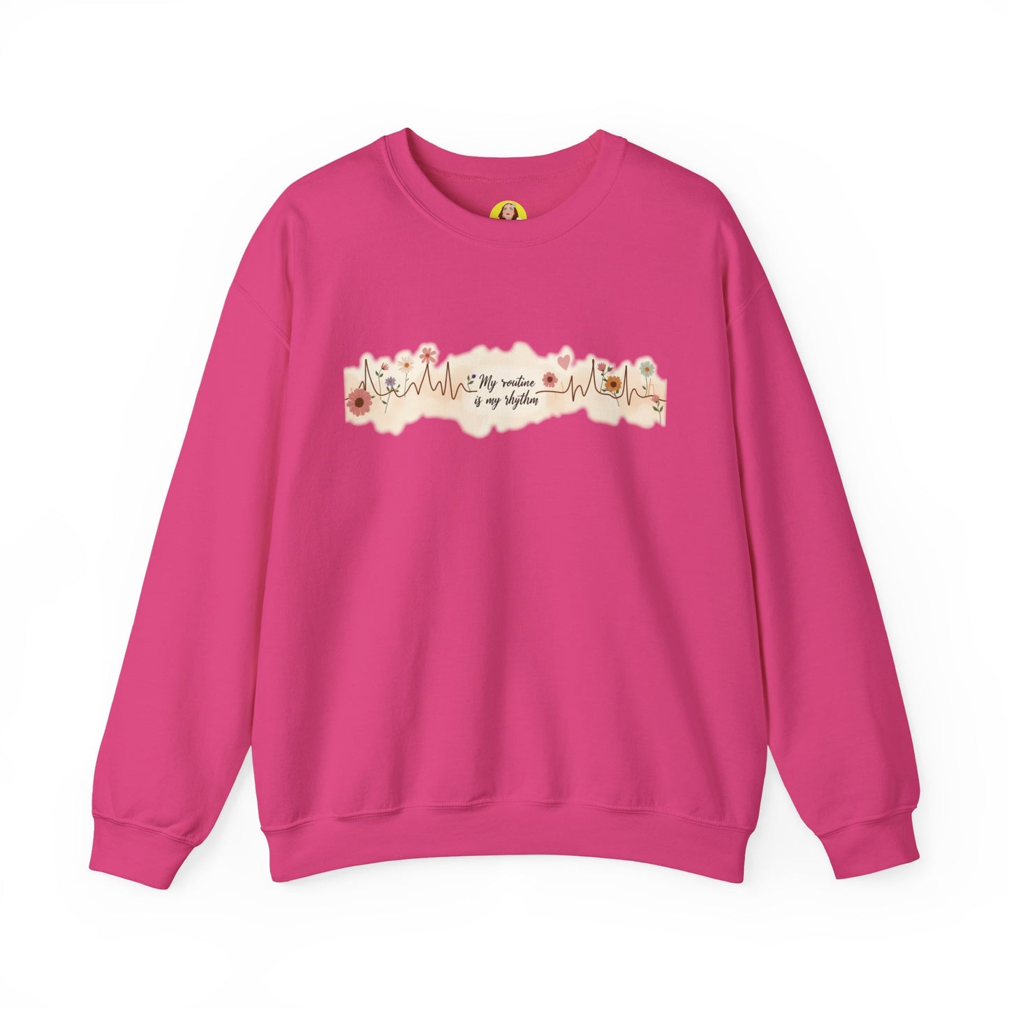 Floral Heartbeat Crewneck Sweatshirt - Cozy Gift for Music Lovers, Unisex Sweatshirt for Birthdays, Valentine's Day, Self-Care