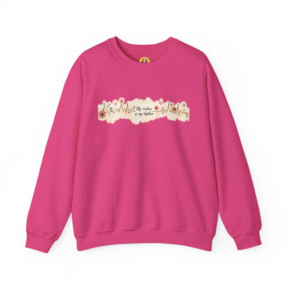 Floral Heartbeat Crewneck Sweatshirt - Cozy Gift for Music Lovers, Unisex Sweatshirt for Birthdays, Valentine's Day, Self-Care