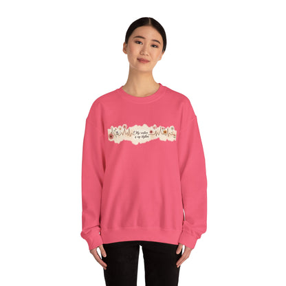 Floral Heartbeat Crewneck Sweatshirt - Cozy Gift for Music Lovers, Unisex Sweatshirt for Birthdays, Valentine's Day, Self-Care
