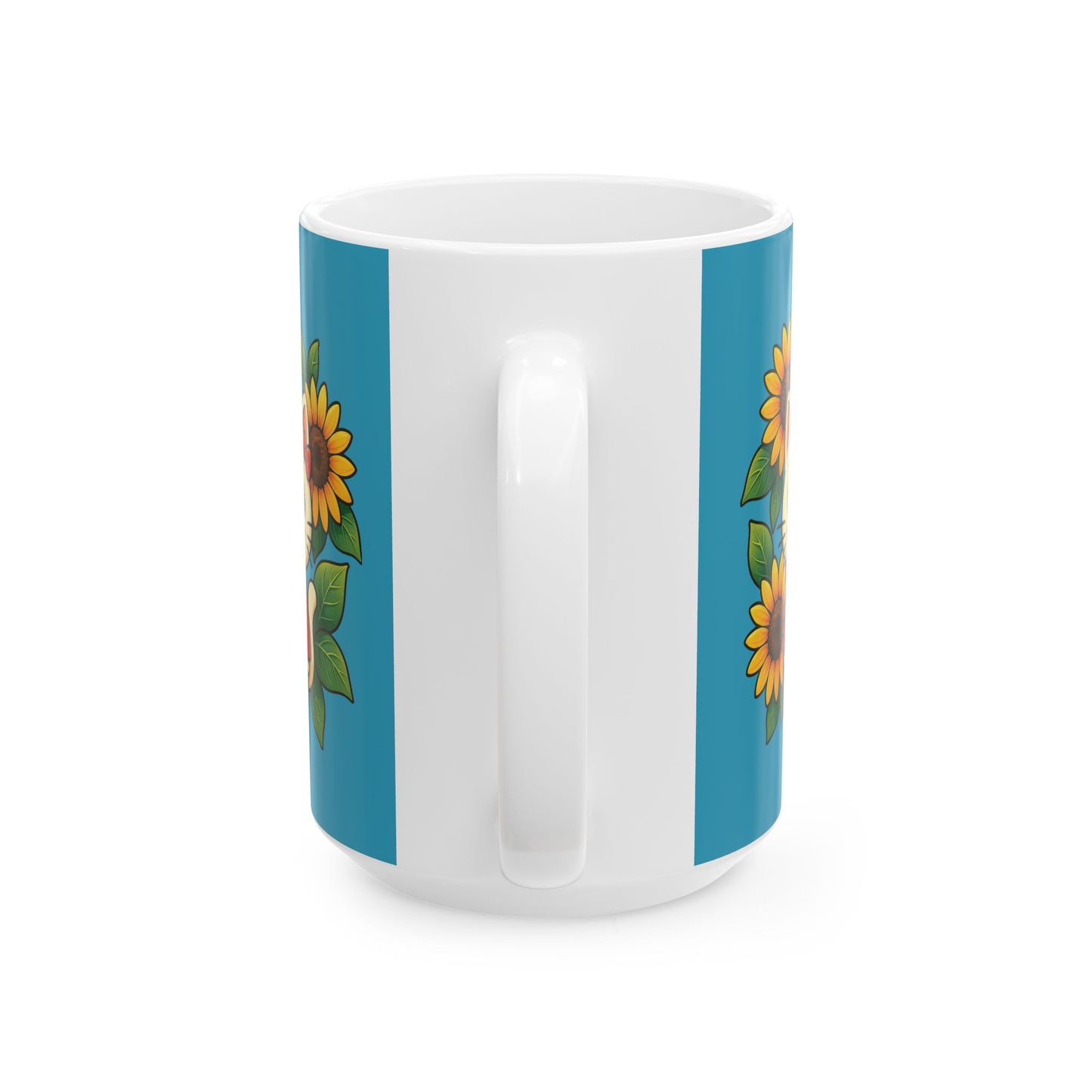Sunflower Love Ceramic Mug - Floral Coffee Cup for Gift, Home Decor, Tea Drinkers, Mother's Day, Birthday, Plant Lovers