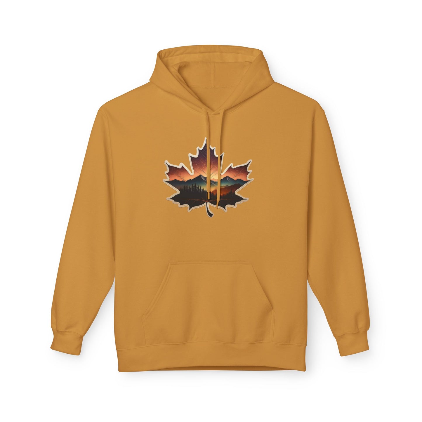 Cozy Sunset Maple Leaf Hoodie | Fall Fashion, Nature Lover Gift, Warmth for Fall, Outdoor Adventure, Comfortable Wear