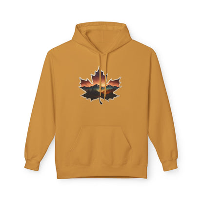 Cozy Sunset Maple Leaf Hoodie | Fall Fashion, Nature Lover Gift, Warmth for Fall, Outdoor Adventure, Comfortable Wear