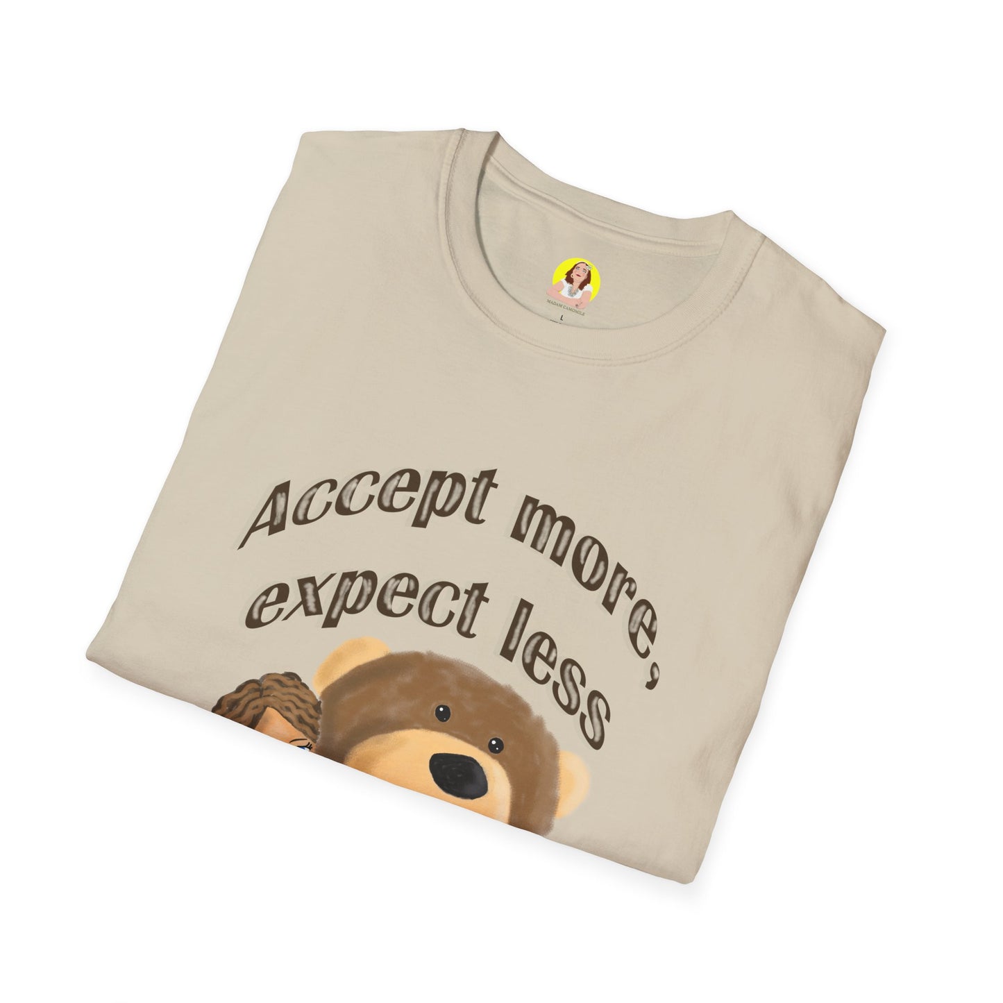 Cute Bear Graphic T-Shirt - Accept More, Expect Less - Funny Animal Tee, Gift for Friends, Cozy Casual Shirt, Birthday Gift, [...]