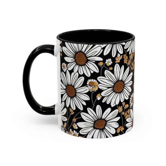 Floral Accent Coffee Mug, Daisy Design Mug for Home, Gift for Plant Lovers, Cute Coffee Cup, Spring Inspired Kitchenware
