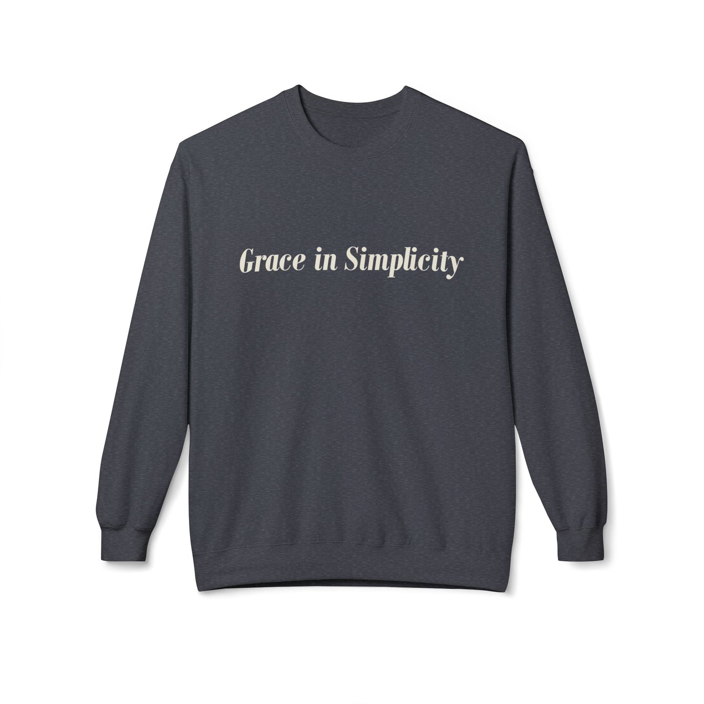 Cozy Quote Crewneck Sweatshirt - "Grace in Simplicity" - Unisex Gift, Casual Wear, Minimalist Style, Cozy Essential, Autumn Layering