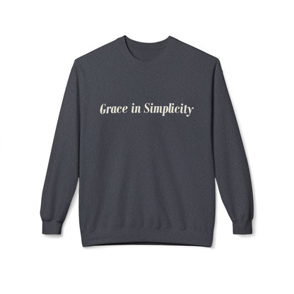 Cozy Quote Crewneck Sweatshirt - "Grace in Simplicity" - Unisex Gift, Casual Wear, Minimalist Style, Cozy Essential, Autumn Layering