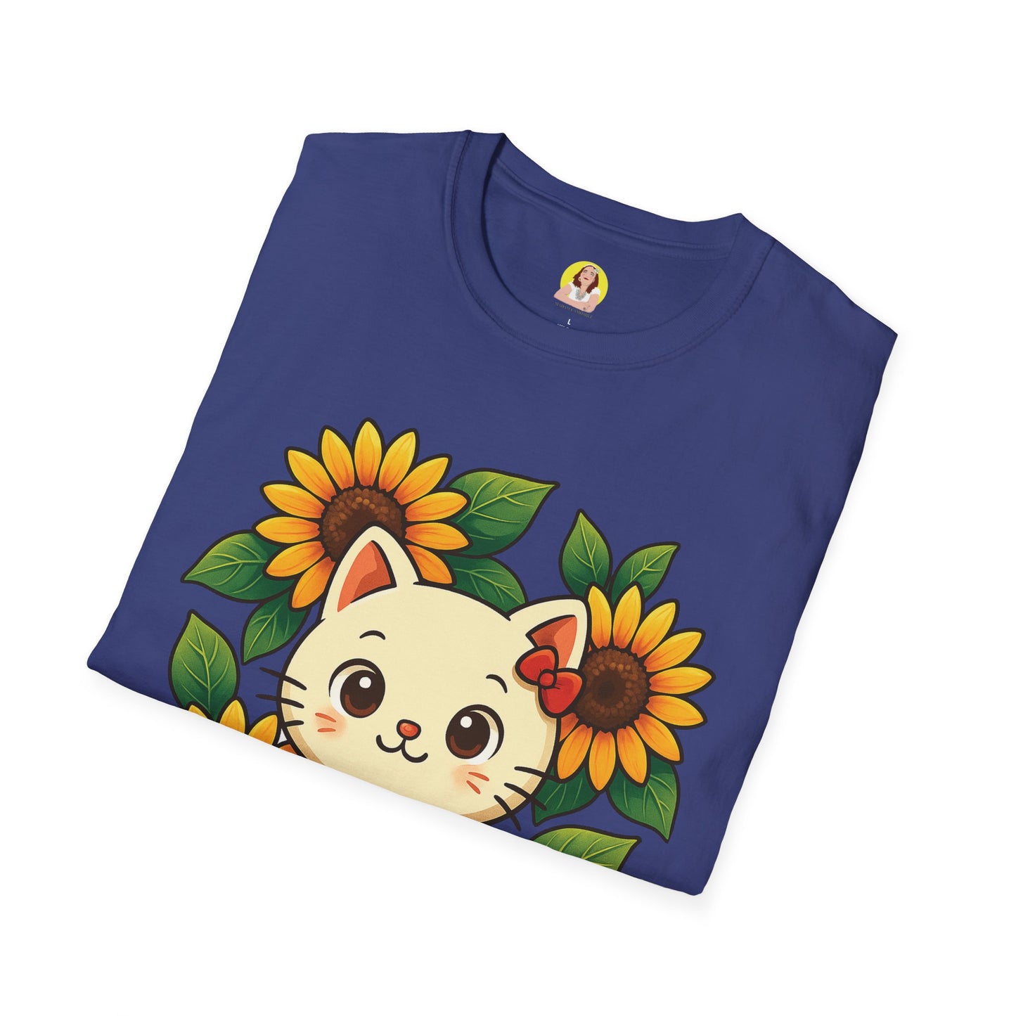Cute Cat Floral T-Shirt | Softstyle Tee for Cat Lovers, Gifts for Her, Casual Wear, Birthday Present, Spring Fashion