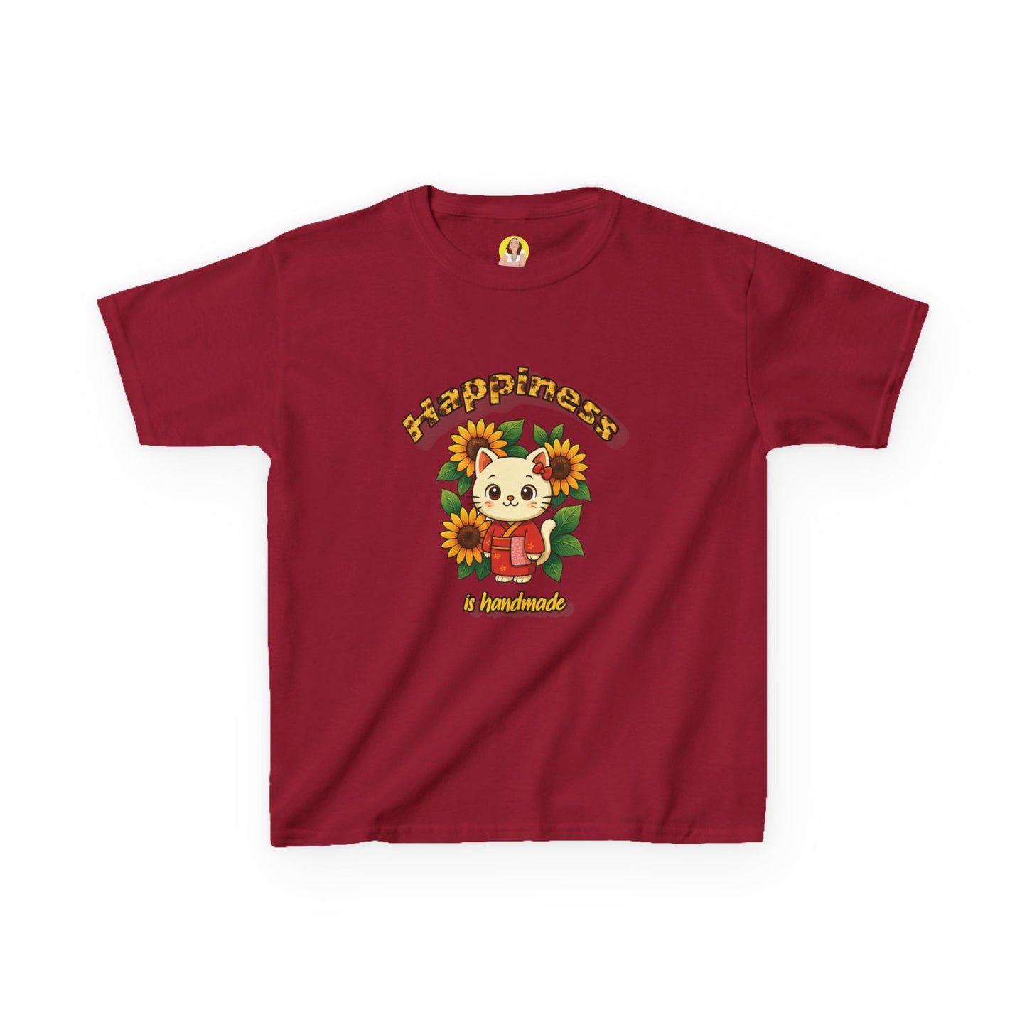 Adorable Cat & Sunflower Kids Tee - Cute Gift, Summer Style, Fun Playwear, Birthday Present, Animal Lover Apparel