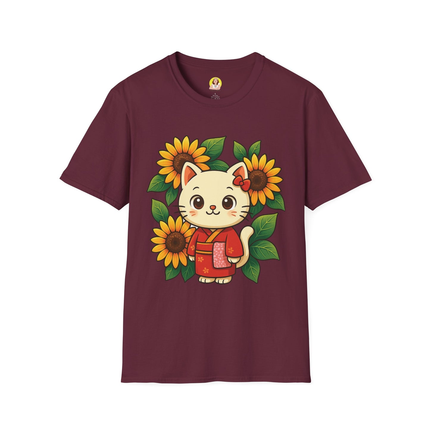 Cute Cat Floral T-Shirt | Softstyle Tee for Cat Lovers, Gifts for Her, Casual Wear, Birthday Present, Spring Fashion