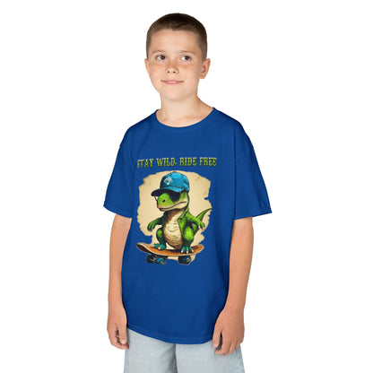 Kids Graphic Tee with Dinosaur Design, Stay Wild, Fun T-Shirt for Boys, Youth Apparel, Gift for Birthdays, Playdate Wear, Casual Style