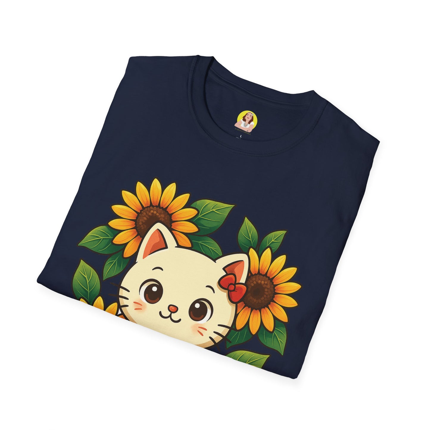 Cute Cat Floral T-Shirt | Softstyle Tee for Cat Lovers, Gifts for Her, Casual Wear, Birthday Present, Spring Fashion