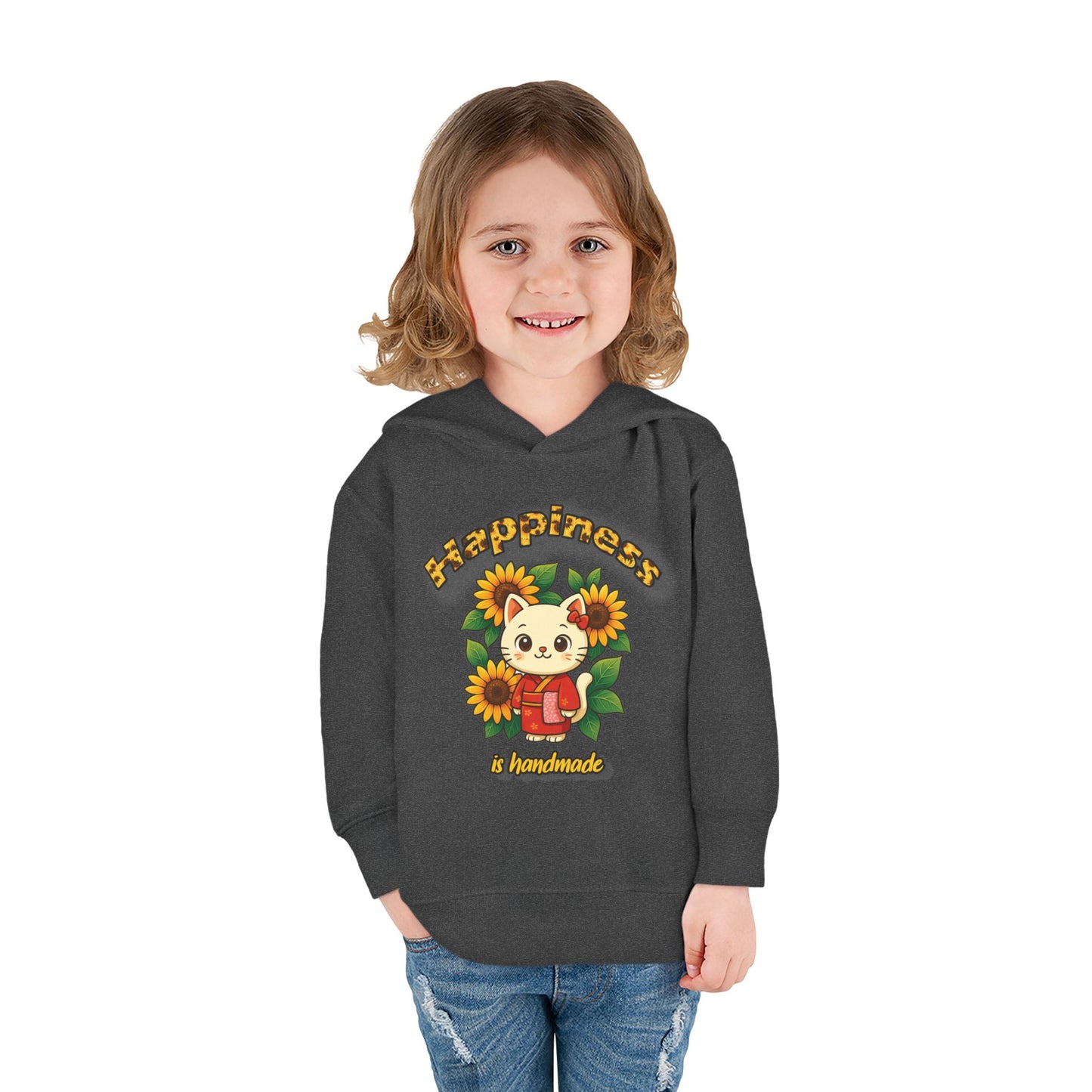 Sunflower Happiness Toddler Hoodie, Cute Kids Pullover, Fleece Sweater, Gift for Toddler, Floral Design Hooded Sweatshirt