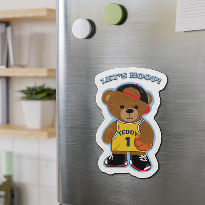 Basketball Teddy Bear Magnets, Fun Sports Decor, Unique Gift for Kids, Playful Fridge Decorations, Cute Room Accessories