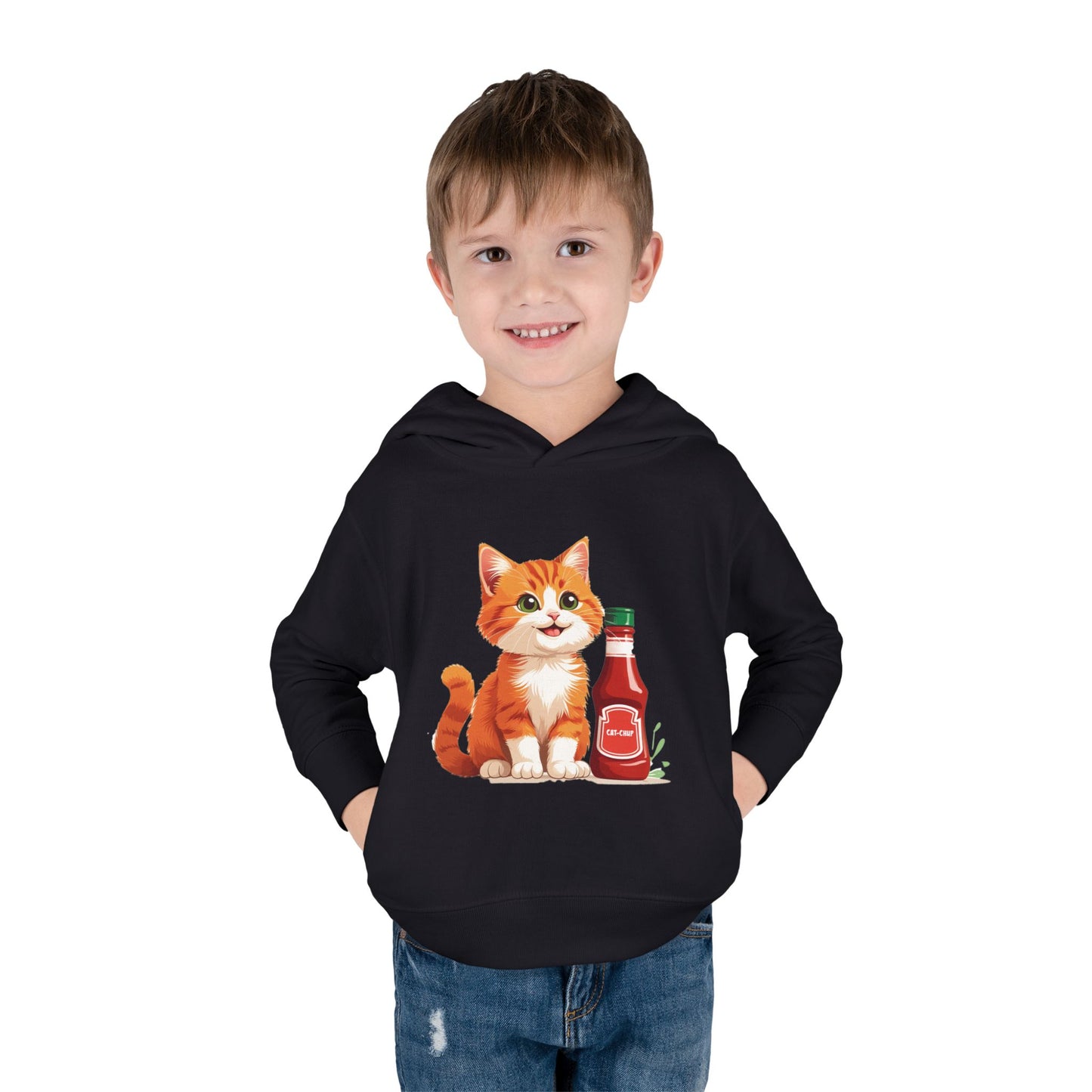 Cute Cat Fleece Toddler Hoodie, Cozy Kid's Apparel, Perfect for Gift, Winter Wear, Cat Lover's Sweatshirt