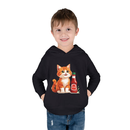 Cute Cat Fleece Toddler Hoodie, Cozy Kid's Apparel, Perfect for Gift, Winter Wear, Cat Lover's Sweatshirt